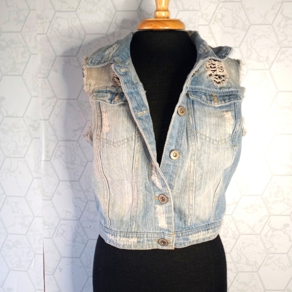Highway jeans distressed denim light washed vest - Picture 8 of 10